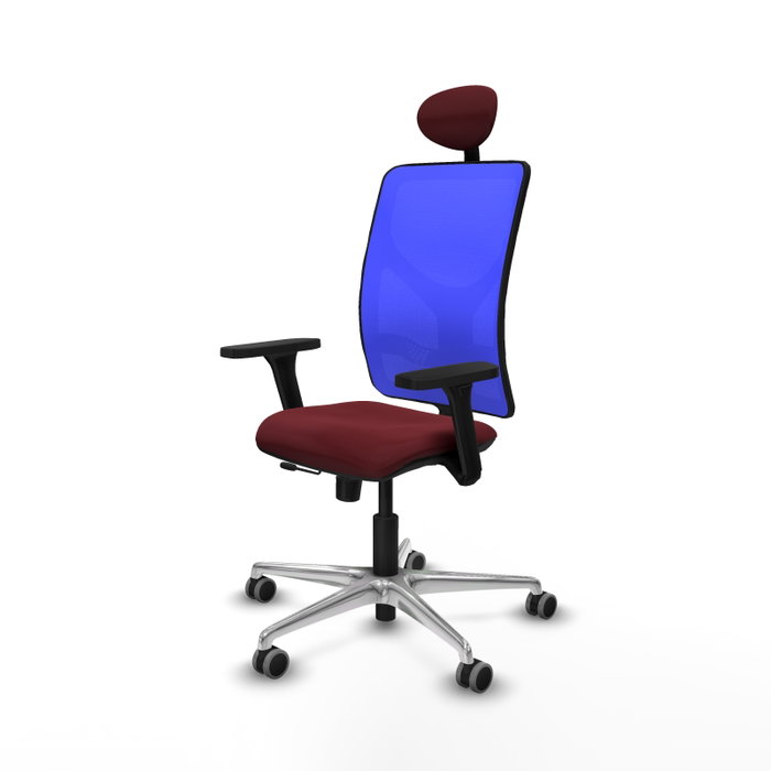 PIQUERAS Y CRESPO Silla de oficina Motilla Granate y Azul con Mecanismo Sincro/Traslack