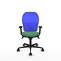 PIQUERAS Y CRESPO Silla de oficina Jorquera con mecanismo Sincro, Tela Verde esmeralda y Malla Azul