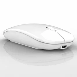 Generico Ratón inalámbrico recargable 2 en 1 Bluetooth + USB 2.4GHz 1600 DPI blanco