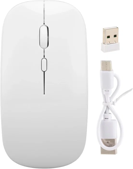 Generico Ratón inalámbrico recargable 2 en 1 Bluetooth + USB 2.4GHz 1600 DPI blanco
