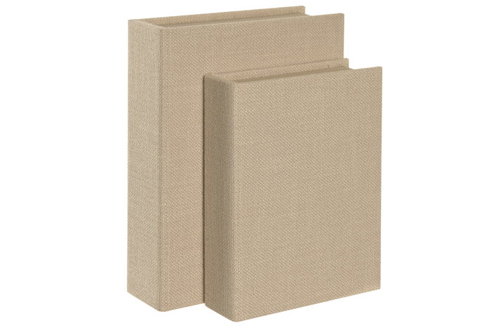 DKD Home Decor Set de 2 Cajas Libro Tapizadas en Lino Beige DKD Home Decor Set de 2 Cajas Libro Tapizadas en Lino Beige
