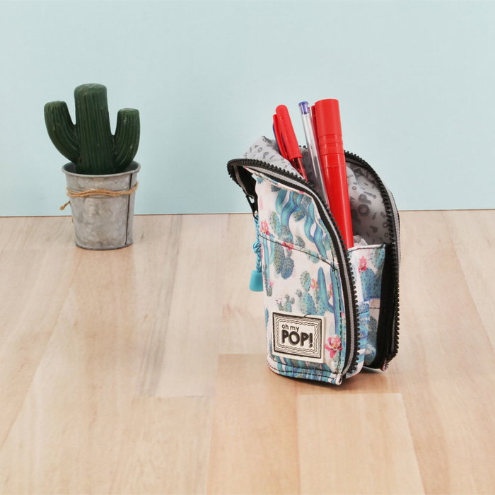 Oh My Pop Estuche Portatodo Vertical Cactus Verde