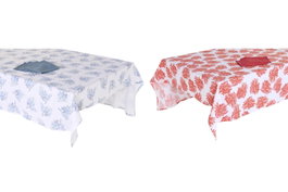 DKD Home Decor Mantel Atlantico Coral 22 Azul Fucsia 150 x 150 x 0.5 cm Set 5 Piezas