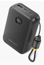 Vention Power Bank FKBB0-C 20000mAh 22.5W Cargador Portátil con Cable USB-C Desmontable y Hebilla Giratoria - Negro