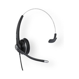 Snom A100M Auricular de Diadema Monoaural Alámbrico con Micrófono Boom y Cancelación de Ruido para Oficina o Centro de Llamadas, Negro, Compatible con modelos D3x5/D7x5
