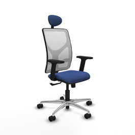 PIQUERAS Y CRESPO Silla de oficina Motilla con mecanismo Sincro, Azul marino y Blanco