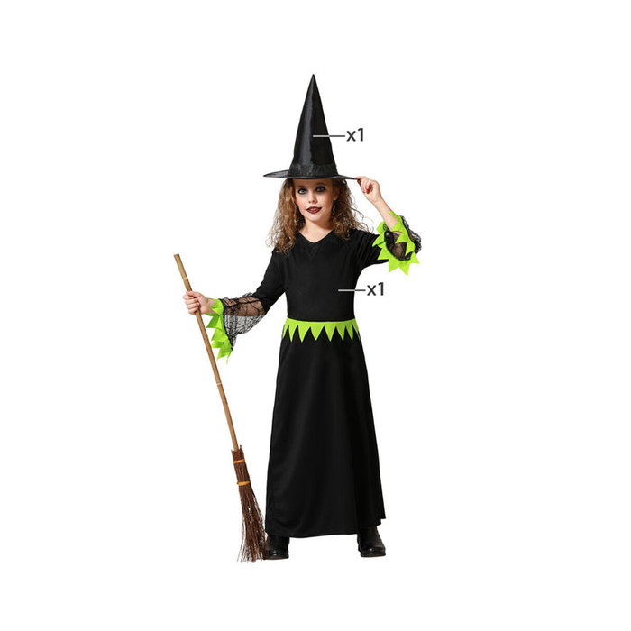 Disfraz Infantil De Bruja Con Vestido Largo Verde Y Sombrero 7-9 Años Disfraz Infantil De Bruja Con Vestido Largo Verde Y Sombrero 7-9 Años