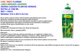Flower Abono Líquido Plantas Verdes Botella 1000ml