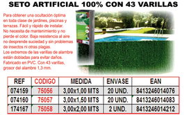 Baja Seto Artificial 43 Varillas 1,50 x 3 M
