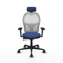 PIQUERAS Y CRESPO Silla de oficina Jorquera con mecanismo Sincro/Traslack, Azul marino y Blanco