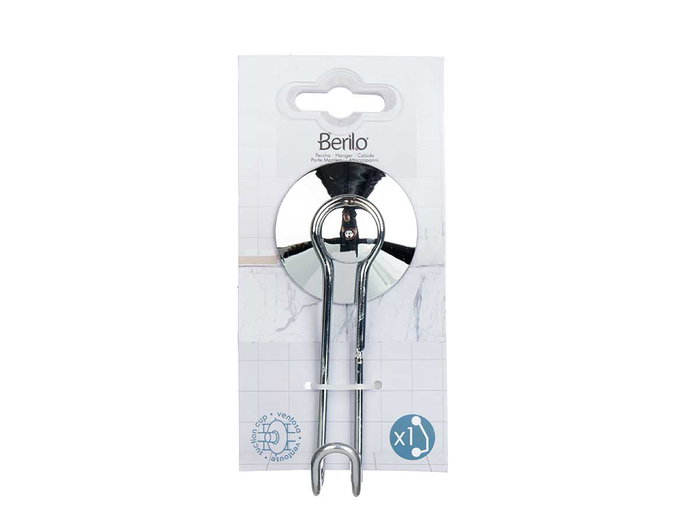 Berilo Percha de Acero con Ventosa 1 Gancho, 13x5x5.5 cm, Metal (Set de 24)