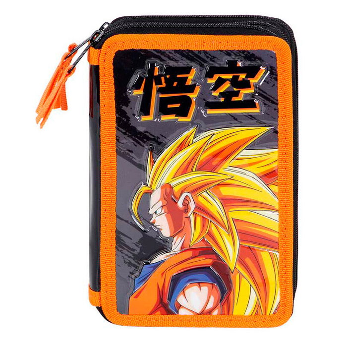 KARACTERMANIA Plumier Warrior Dragon Ball Z con 3 Compartimentos, Estuche Escolar Completo con 18 Lápices de Colores y 18 Rotuladores