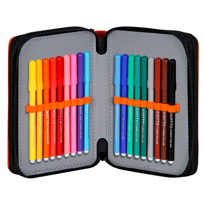 KARACTERMANIA Plumier Warrior Dragon Ball Z con 3 Compartimentos, Estuche Escolar Completo con 18 Lápices de Colores y 18 Rotuladores