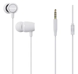 Aiwa Auriculares Intrauditivos ESTM-20WT con Micrófono, Cable Jack 3.5 mm, Sonido de Alta Calidad, Blancos - Incluye 3 Pares de Almohadillas de Silicona (S, M, L)