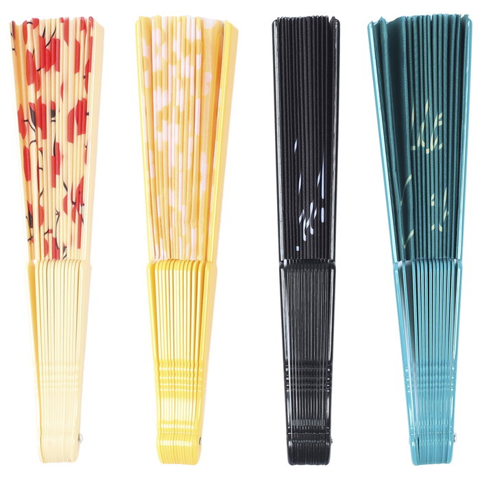 Jet Lag Abanico Pop Blanco, Amarillo, Negro, Verde - Ligero y Compacto para Refrescarte