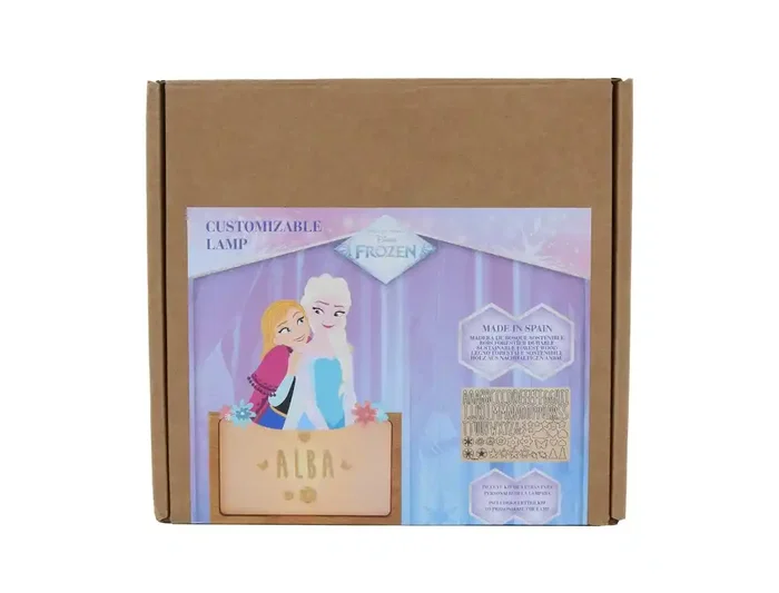 Wondee Lámpara Personalizable de Madera Frozen - Luz LED 60 Lm, Alimentación por Batería