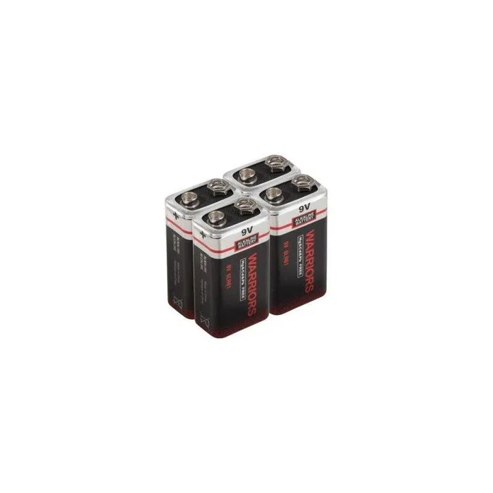 Warriors Pilas Alcalinas 6LR61 (PP3, 9V) Pack de 4 Unidades