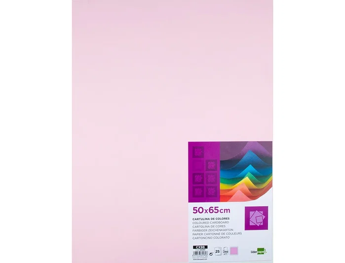 Liderpapel Cartulina Rosa 50x65 cm 240g/m2 Paquete de 25 Hojas para Dibujo y Manualidades