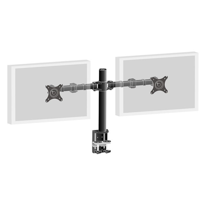 iiyama DS1002C-B1 Soporte de Monitor Dual con Abrazadera para Escritorio, Compatible VESA 75x75/100x100, Ajustable, Hasta 32", Negro