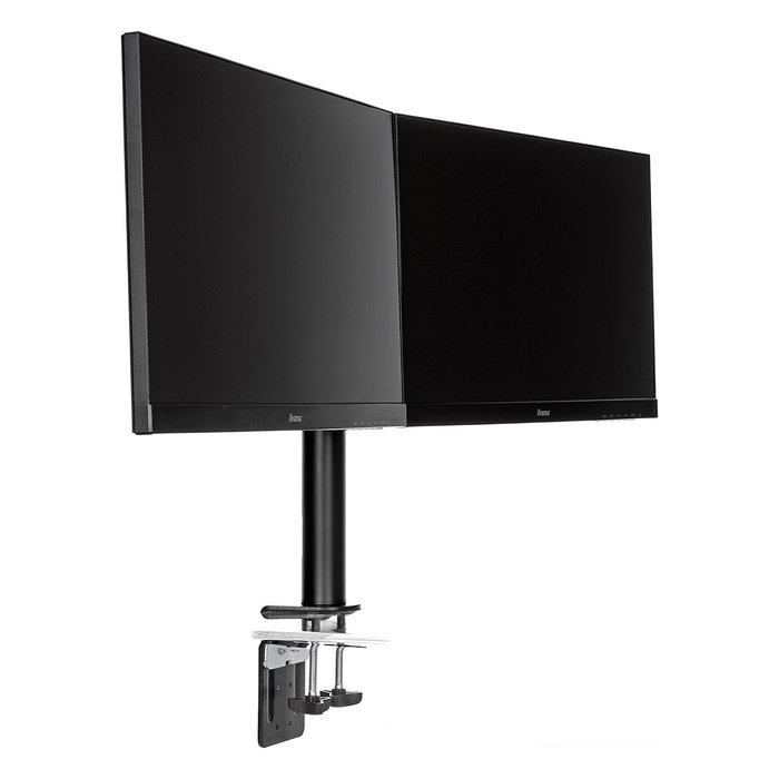 iiyama DS1002C-B1 Soporte de Monitor Dual con Abrazadera para Escritorio, Compatible VESA 75x75/100x100, Ajustable, Hasta 32", Negro