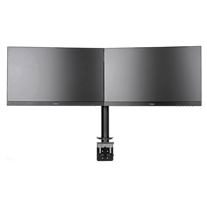 iiyama DS1002C-B1 Soporte de Monitor Dual con Abrazadera para Escritorio, Compatible VESA 75x75/100x100, Ajustable, Hasta 32", Negro