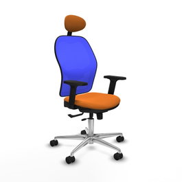 PIQUERAS Y CRESPO Silla de oficina Jorquera con mecanismo Sincro/Traslack, Naranja y Azul