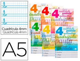 Liderpapel Libreta Pautada Cuadriculada 4mm 32 Hojas A5 70g Cartoncillo