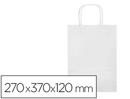 Q-connect Bolsa Papel Celulosa Blanco M con Asa Retorcida 270x370x120 mm (Paquete 25 Unidades)