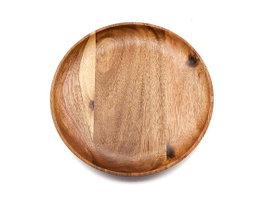 DKD Home Decor Plato de Acacia Natural 16x16x2 cm, Pack de 24 unidades