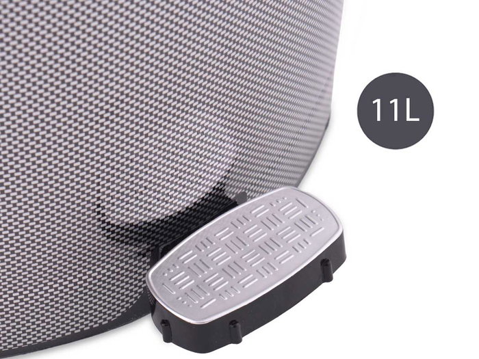 Berilo Papelera de Plástico con Pedal Fibra de Carbono 11L Gris Oscuro 26x33x30 cm (6 Unidades)