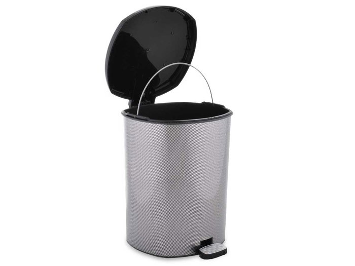 Berilo Papelera de Plástico con Pedal Fibra de Carbono 11L Gris Oscuro 26x33x30 cm (6 Unidades)