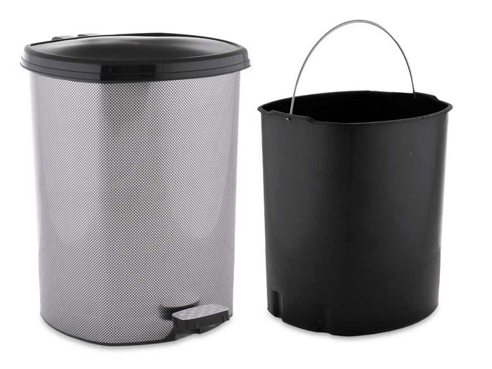 Berilo Papelera de Plástico con Pedal Fibra de Carbono 11L Gris Oscuro 26x33x30 cm (6 Unidades)