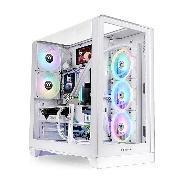 Thermaltake View 390 TG Snow White - Caja Midi Tower Gaming para PC, Color Blanco, Compatible con ATX/micro-ATX/Mini-ITX, Panel Lateral de Vidrio Templado, Incluye 2 Ventiladores
