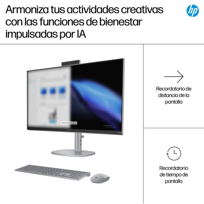 HP Ordenador All In One 27-CS1008NS Pantalla 27" Full HD, Intel Core Ultra 5, 16GB RAM LPDDR5x, 1TB SSD NVMe, Intel Arc Graphics, Webcam IR