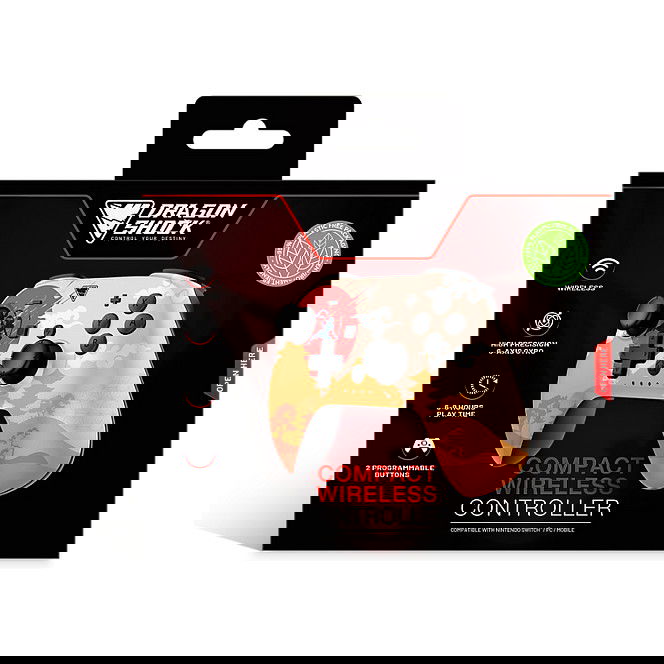 Dragonshock Poptop Compact Gamepad Inalámbrico para Nintendo Switch, Bluetooth, Girosopio, Botones Programables, Batería Recargable, Color Rising Sun