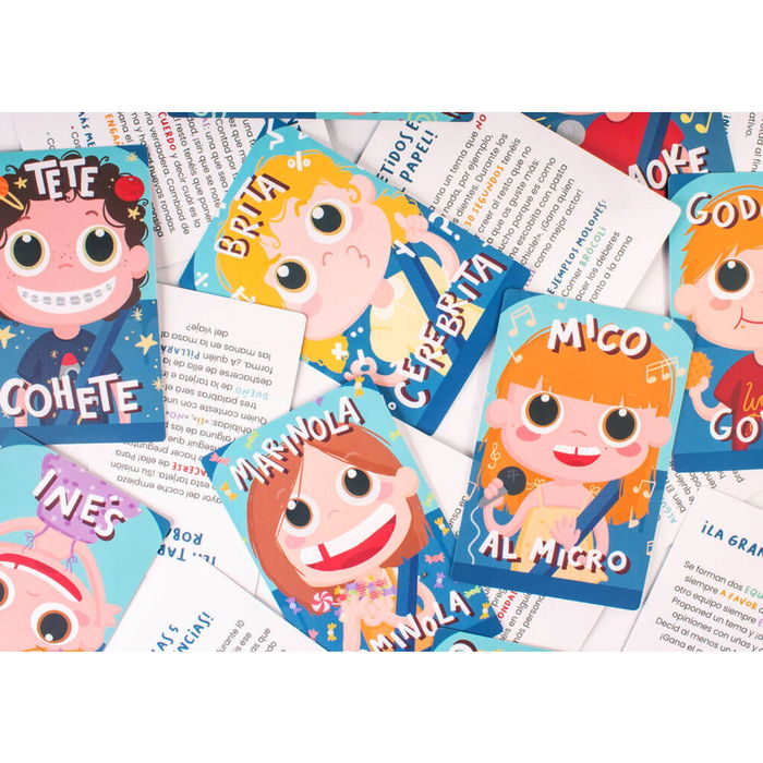 HELLOFUN! Juego ¿Cuanto Queda? español, 50 cartas con personajes y juegos para niños +5 años