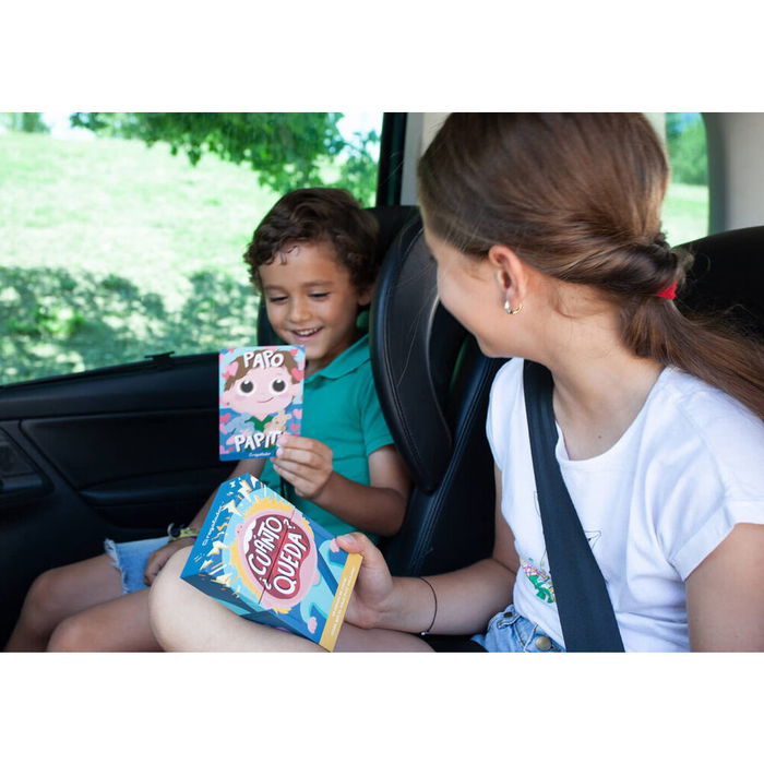 HELLOFUN! Juego ¿Cuanto Queda? español, 50 cartas con personajes y juegos para niños +5 años