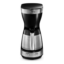 De'Longhi Dedica Style ICM 16710 Cafetera de Filtro 1.25 L, 1000 W, Función Anti-goteo y Aroma de Jarra, Color Negro y Plata