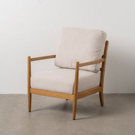 Sillón Beige Natural Madera de caucho Madera MDF Foam 100 % poliéster 65 x 71 x 88 cm