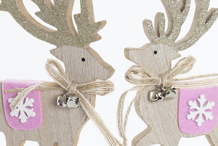 DKD Home Decor Figura Navidad Reno Alpina Marrón Rosa Madera 4 x 19 x 12 cm (12 Unidades) DKD Home Decor Figura Navidad Reno Alpina Marrón Rosa Madera 4 x 19 x 12 cm (12 Unidades)