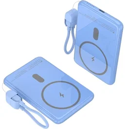 Leotec Powerbank 5000mAh 20W Wireless Azul con Cable USB Tipo-C LEPOWW20W5B