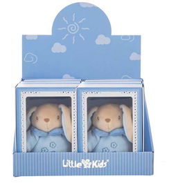 Creaciones Llopis Display 6 und. Conejo-Perro-Oso Azul Sonajero c/caja 18cm