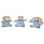 Creaciones Llopis Display de 6 Peluches Sonajero Conejo-Perro-Oso Azul 18cm