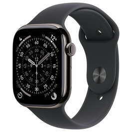 Apple Watch Series 11 Titanio Cellular 42mm Smartwatch con GPS 5G, Reloj Inteligente Retina OLED 64GB, Sport Band Negro M/L, S10 Chip, Resistente al Agua 50m, watchOS 11