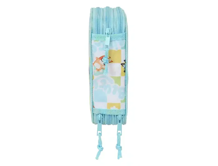 Safta Plumier Escolar Bluey Triple Cremallera, 37 Piezas, Dimensiones 195x125x55 mm