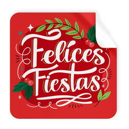 Etiquetas Regalo Adh. Rollo 250 Uds. Cuadradas 40X40 Navidad Felices Fiestas Rojo