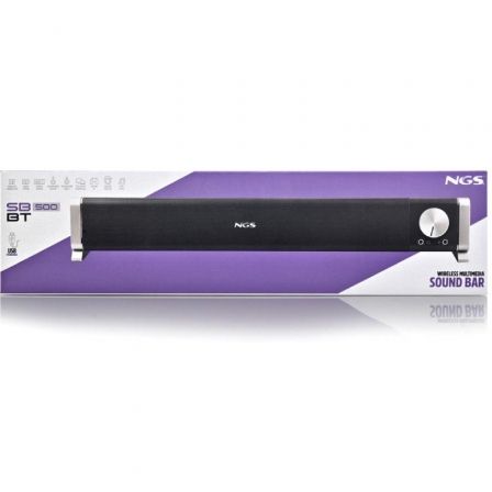 NGS SB500-BT Barra de Sonido Bluetooth 2.0, 20W RMS, Negro, Conectividad Inalámbrica y Alámbrica