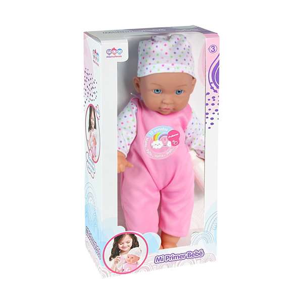 Jugatoys - mismuñecas Muñeco bebé de 32 cm con 12 sonidos y biberón rosa