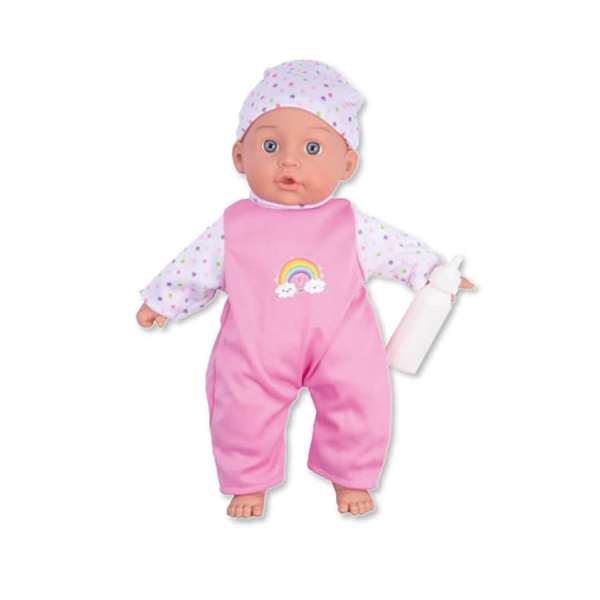 Jugatoys - mismuñecas Muñeco bebé de 32 cm con 12 sonidos y biberón rosa