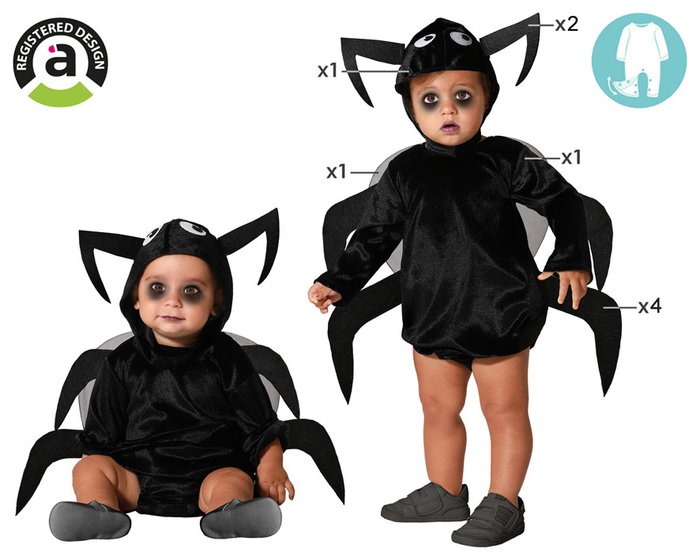 Atosa Disfraz de Cucaracha Negro Unisex para Bebé con Capucha y Alas Atosa Disfraz de Cucaracha Negro Unisex para Bebé con Capucha y Alas